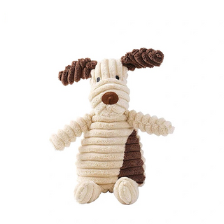 Durable, chew-resistant, interactive plush toy for dogs
