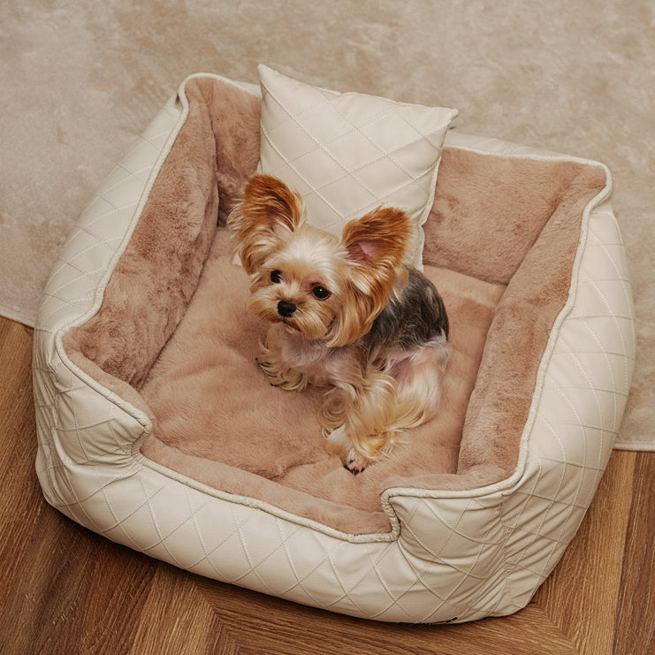 Plaid Cozy Bed – 4-Season, Fully Washable Square Nest for Pets