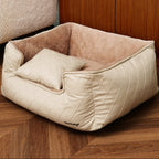 Plaid Cozy Bed – 4-Season, Fully Washable Square Nest for Pets